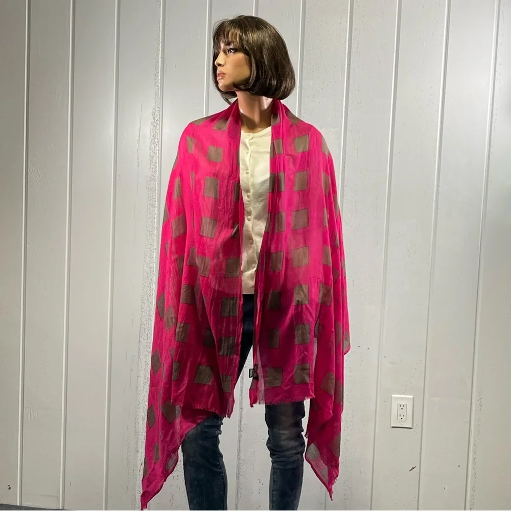 *Silk Route Fashion Fuchsia & Brown Shawl
